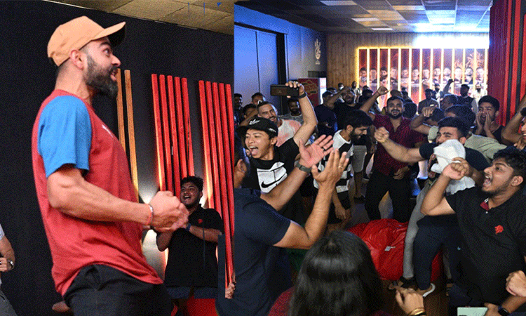 பிளே-ஆப் சுற்றுக்கு தகுதி : ஆட்டம் போட்டு  ஆரவாரத்துடன் கொண்டாடிய பெங்களூரு அணியினர்..!