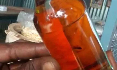 மதுபாட்டிலுக்குள் கிடந்த குட்டி தவளை