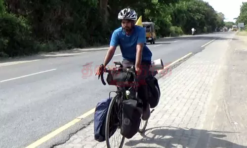 சுற்றுச்சூழல் விழிப்புணர்வு சைக்கிள் பயணம்: 16 மாநிலங்களை கடந்து மாமல்லபுரம் வந்த மும்பை மாணவர்