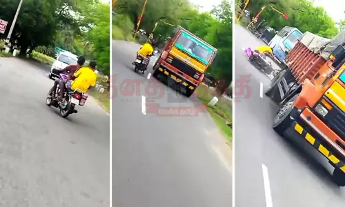 குடிபோதையில் பைக்கில் வந்த 2 பேர் டெம்போ வேன் மீது மோதியதில் படுகாயம்