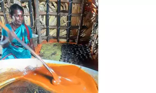 சாயல்குடி பகுதியில் கமகமக்கும் கருப்பட்டி தயாரிப்பு சாயல்குடி பகுதியில் கமகமக்கும் கருப்பட்டி தயாரிப்பு