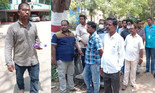 வேலூர்: ரூ 1.50 கோடி மோசடி செய்த வாலிபரை சரமாரியாக தாக்கி போலீசில் ஒப்படைப்பு வேலூர்: ரூ 1.50 கோடி மோசடி செய்த வாலிபரை சரமாரியாக தாக்கி போலீசில் ஒப்படைப்பு