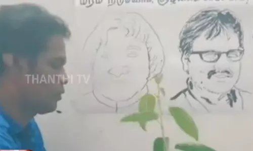 செடியைக் கொண்டு வரையப்பட்ட அப்துல் கலாம், விவேக் ஓவியங்கள்..! செடியைக் கொண்டு வரையப்பட்ட அப்துல் கலாம், விவேக் ஓவியங்கள்..!