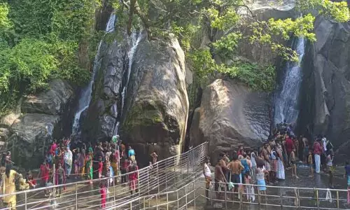 ஐந்தருவியில் குளிக்கும் சுற்றுலா பயணிகள் ஐந்தருவியில் குளிக்கும் சுற்றுலா பயணிகள்