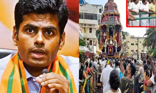 தேர்களை வடம் பிடித்து இழுத்து தெருவில் நிறுத்தி விடுவதா? தி.மு.க. அரசுக்கு அண்ணாமலை கடும் கண்டனம்