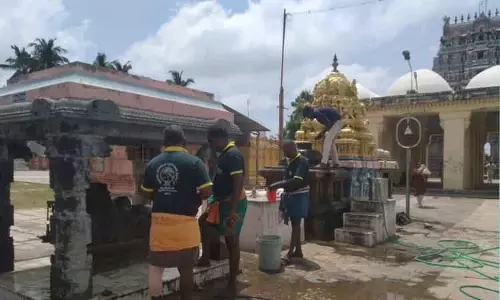 வேதாரண்யேஸ்வரர் கோவிலில் உழவாரப்பணி