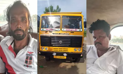 காரில் வந்து லாரியை திருடிய கில்லாடிகள்..! விடாமல் துரத்தி பிடித்த போலீஸ் காரில் வந்து லாரியை திருடிய கில்லாடிகள்..! விடாமல் துரத்தி பிடித்த போலீஸ்
