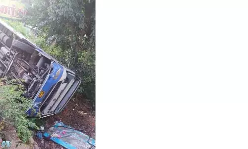 கூடலூர் அருகே அரசு பஸ் கவிழ்ந்து தொழிலாளி பலி கூடலூர் அருகே அரசு பஸ் கவிழ்ந்து தொழிலாளி பலி
