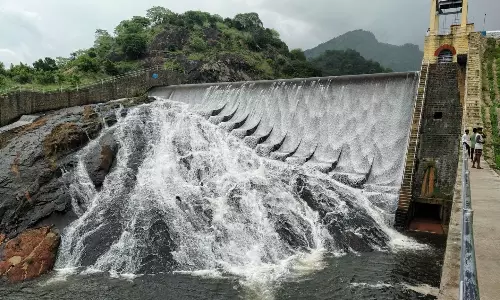 பழனி அருகே நிரம்பி வழியும் வரதமாநதி அணை