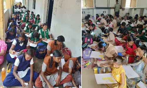 நடைபாதையில் நடந்த ஓவிய பயிற்சி முகாம்