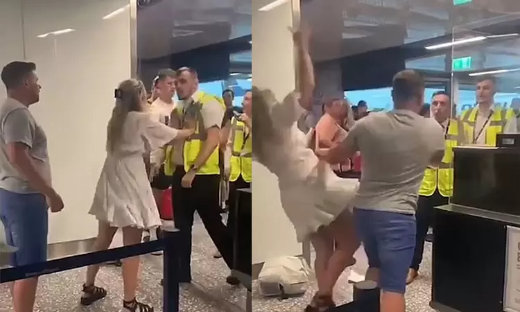 லண்டன் விமான நிலையம்: உடமைகளை பரிசோதனை செய்வதில் தாமதமா...ஊழியர்களை சரமாரியாக தாக்கிய தம்பதி...! லண்டன் விமான நிலையம்: உடமைகளை பரிசோதனை செய்வதில் தாமதமா...ஊழியர்களை சரமாரியாக தாக்கிய தம்பதி...!