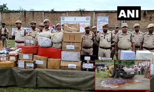 அசாம்:  போலீசார் கைப்பற்றிய பலவகை போதை பொருட்கள் அழிப்பு