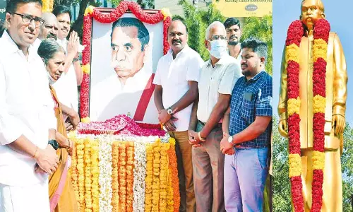 ம.பொ.சி. உருவப்படத்துக்கு அரசியல் கட்சி தலைவர்கள் மலர்தூவி மரியாதை