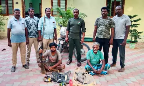 வனவிலங்குகளை வேட்டையாடிய 2 பேர் பிடிபட்டனர் வனவிலங்குகளை வேட்டையாடிய 2 பேர் பிடிபட்டனர்