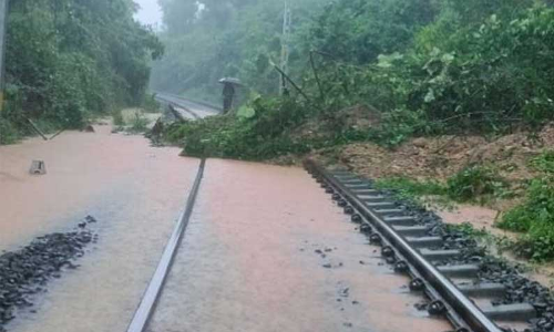 தண்டவாளத்தில் மண் சரிவு; மங்களூரு-சுப்ரமணியா ரெயில் சேவை பாதிப்பு தண்டவாளத்தில் மண் சரிவு; மங்களூரு-சுப்ரமணியா ரெயில் சேவை பாதிப்பு