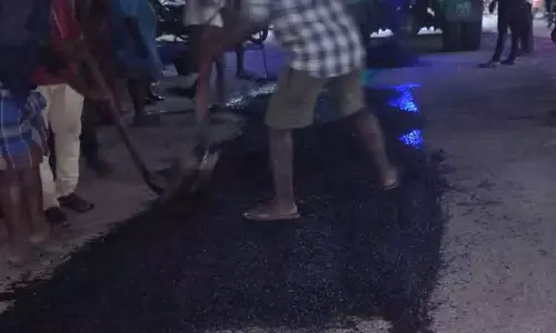 இரவோடு, இரவாக சீரமைக்கப்பட்ட சாலை