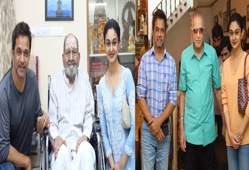 தெலுங்கில் அறிமுகமாகும் மகளுடன் பழம்பெரும் நடிகரை சந்தித்த அர்ஜுன்