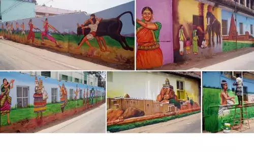 பொது இடங்களில் மீண்டும் கண்கவர் சுவர் ஓவியங்கள் பொது இடங்களில் மீண்டும் கண்கவர் சுவர் ஓவியங்கள்