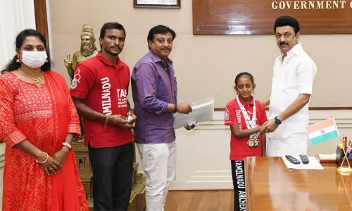 தேசிய வில்வித்தை போட்டியில் அசத்திய சிறுமியை வாழ்த்திய முதல்-அமைச்சர் மு.க.ஸ்டாலின்