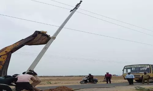 திருச்செந்தூர் பகுதியில்  ஊடு மின்கம்பம் நடும் மேளா