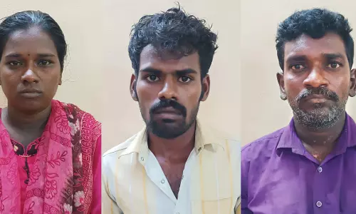 நகை-பணத்திற்காக கொத்தனார்  கழுத்தை இறுக்கி படுகொலை-  இளம்பெண் உள்பட 3 பேர் கைது