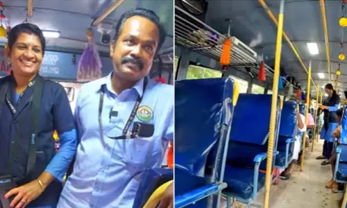 ஒரே அரசு பேருந்தில் டிரைவர், கண்டக்டராக பணியாற்றும் கேரள தம்பதியின் காதல் கதை...! ஒரே அரசு பேருந்தில் டிரைவர், கண்டக்டராக பணியாற்றும் கேரள தம்பதியின் காதல் கதை...!