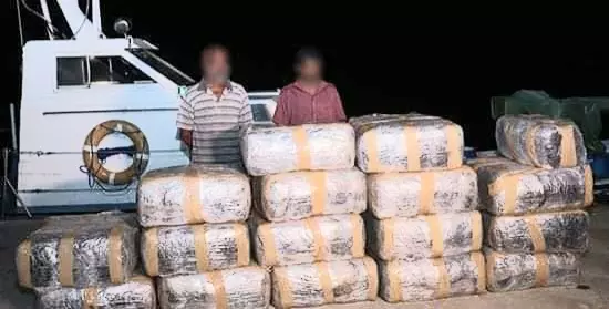இலங்கைக்கு கடத்திய 575 கிலோ கஞ்சாவுடன் 2 பேர் கைது இலங்கைக்கு கடத்திய 575 கிலோ கஞ்சாவுடன் 2 பேர் கைது