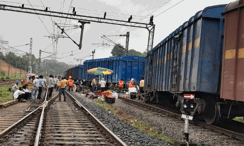 மங்களூரு அருகே சரக்கு ரெயில் தடம் புரண்டது மங்களூரு அருகே சரக்கு ரெயில் தடம் புரண்டது