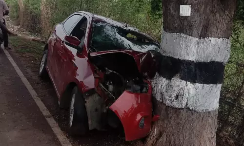 கூத்தாநல்லூர் அருகே சாலையோர மரத்தில் கார் மோதல் - 2 பேர் பலி