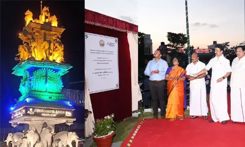 மாமல்லபுரம் நுழைவுவாயிலில் 45 அடி உயர சிற்பக்கலை தூண் - முதல்-அமைச்சர் திறந்து வைப்பு மாமல்லபுரம் நுழைவுவாயிலில் 45 அடி உயர சிற்பக்கலை தூண் - முதல்-அமைச்சர் திறந்து வைப்பு