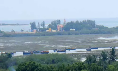 பாம்பனில் கடல் உள்வாங்கியது