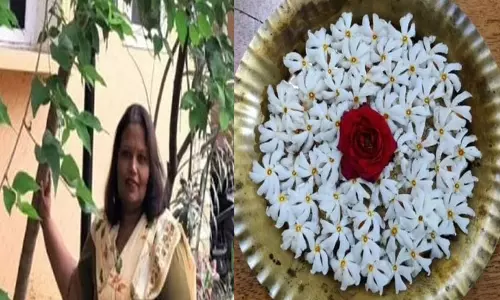 பாரிஜாத மரம் வளர்க்க வழிகாட்டும் பெண் காவிரி பாரிஜாத மரம் வளர்க்க வழிகாட்டும் பெண் காவிரி
