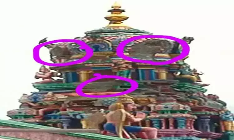 பெருந்துறையில் நள்ளிரவு பலத்த மழை: பெருமாள் கோவில் கோபுரத்தை மின்னல் தாக்கியது; பொம்மைகள் உடைந்து விழுந்தன பெருந்துறையில் நள்ளிரவு பலத்த மழை: பெருமாள் கோவில் கோபுரத்தை மின்னல் தாக்கியது; பொம்மைகள் உடைந்து விழுந்தன