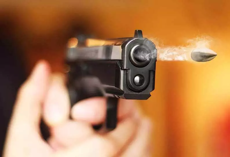 மதுக்கடையின் ஷெட்டரை  துப்பாக்கியால் சுட்ட போதை ஆசாமிகள்