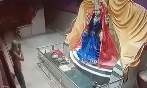 கோவிலில் தலை வணங்கி சாமி கும்பிட்டு விட்டு பணப்பெட்டியை திருடி சென்ற நபர் கோவிலில் தலை வணங்கி சாமி கும்பிட்டு விட்டு பணப்பெட்டியை திருடி சென்ற நபர்