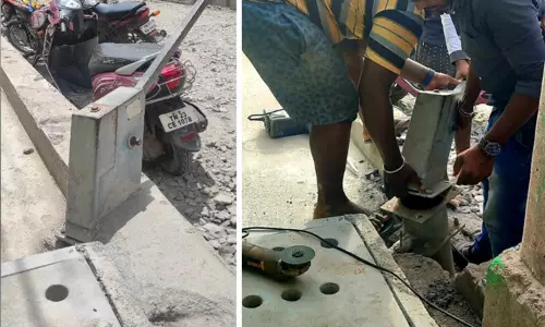 வேலூர்: அடிபம்பு மீது கான்கிரீட் கலவை போட்ட ஒப்பந்ததாரரின் ஒப்பந்தம் ரத்து வேலூர்: அடிபம்பு மீது கான்கிரீட் கலவை போட்ட ஒப்பந்ததாரரின் ஒப்பந்தம் ரத்து