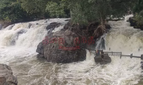 ஒகேனக்கலில் மீண்டும் வெள்ளப்பெருக்கு - கரையோர கிராமங்களுக்கு வெள்ள அபாய எச்சரிக்கை
