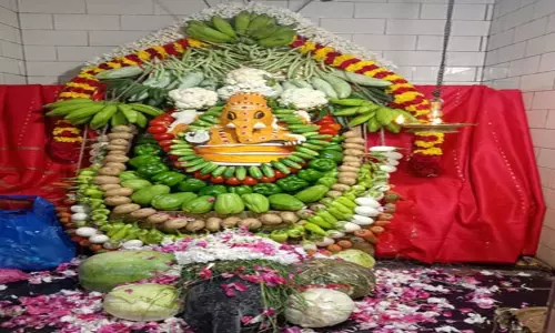 விநாயகருக்கு காய்கறிகளால் சிறப்பு அலங்காரம்