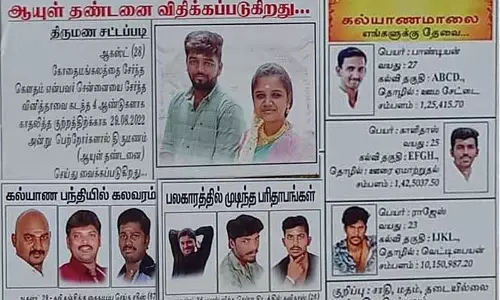 திருமண நாளிதழ்  நண்பரின் திருமணத்துக்கு வினோத பிளக்ஸ் வைத்த பழனி வாலிபர்கள்