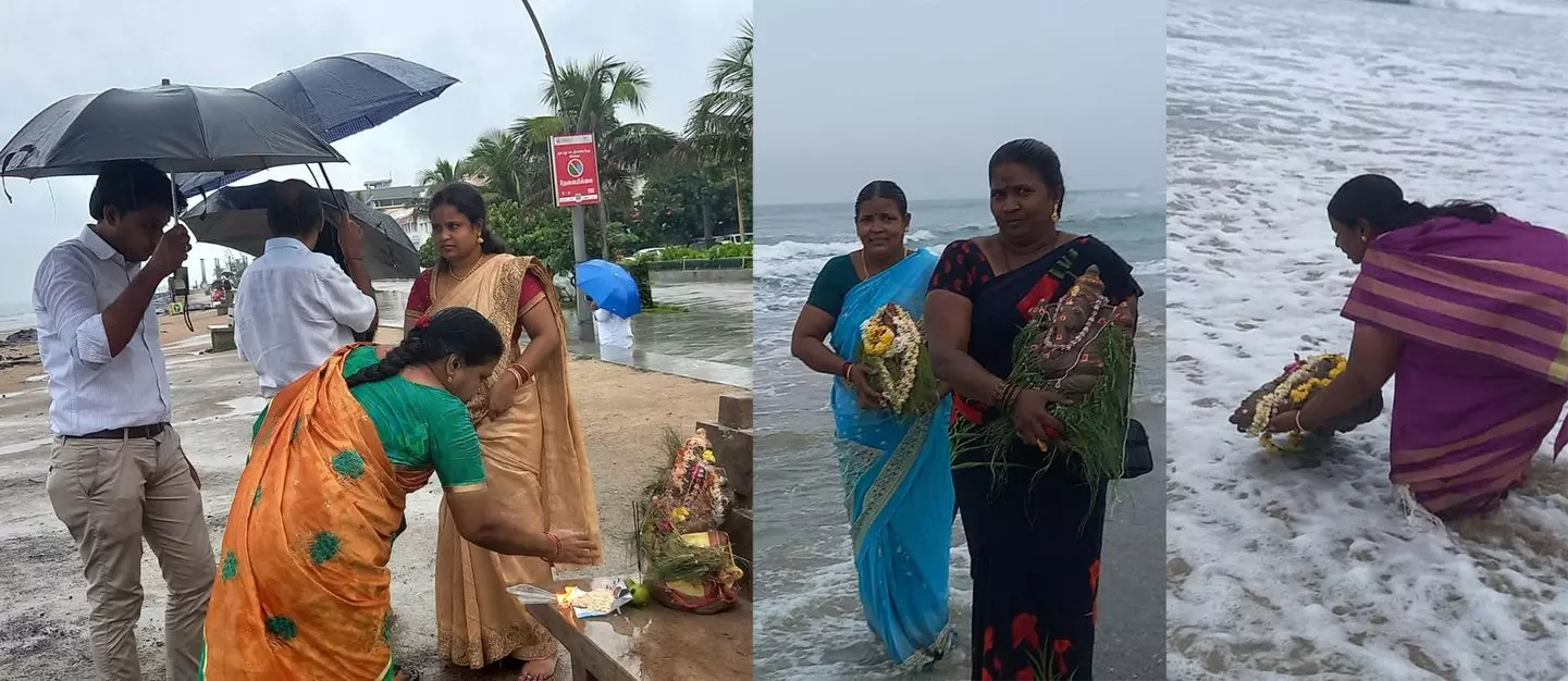 விநாயகர் சிலைகள் கடலில் கரைப்பு விநாயகர் சிலைகள் கடலில் கரைப்பு