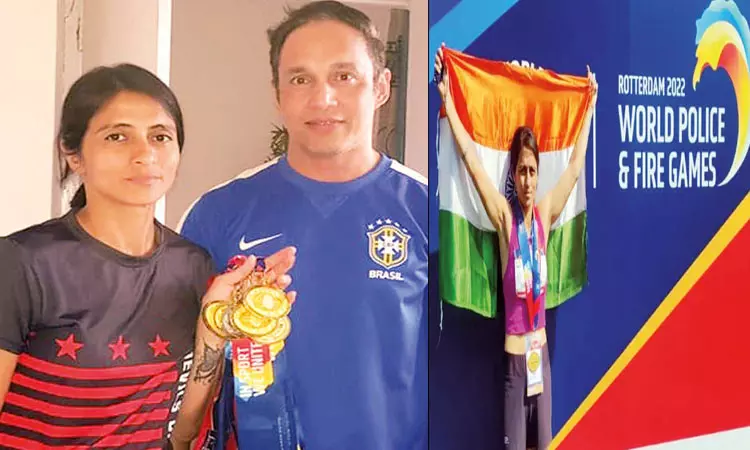 தடைகளை உடைத்து பதக்கம் வென்ற பெண் போலீஸ்