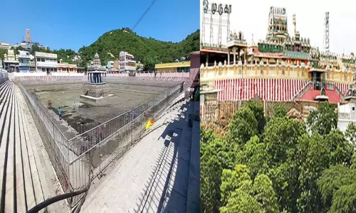திருத்தணி முருகன் கோவில் சரவண பொய்கை குளம் சீரமைப்பு பணிகள் தீவிரம் திருத்தணி முருகன் கோவில் சரவண பொய்கை குளம் சீரமைப்பு பணிகள் தீவிரம்