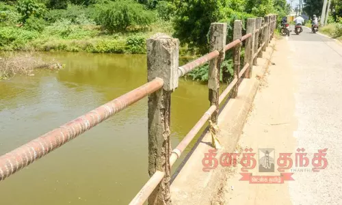 பழுதடைந்து ஆபத்தான நிலையில் வடவாறு பாலம்