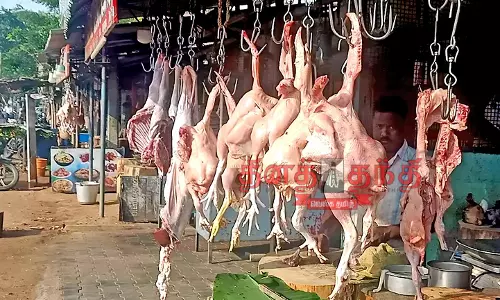 புரட்டாசி மாதம், மகாளய அமாவாசையையொட்டி பரமத்திவேலூரில் வெறிச்சோடிய இறைச்சி கடைகள் புரட்டாசி மாதம், மகாளய அமாவாசையையொட்டி பரமத்திவேலூரில் வெறிச்சோடிய இறைச்சி கடைகள்