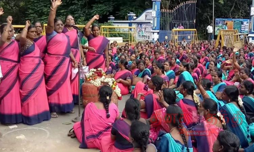 அங்கன்வாடி ஊழியர்கள் ஆர்ப்பாட்டம்