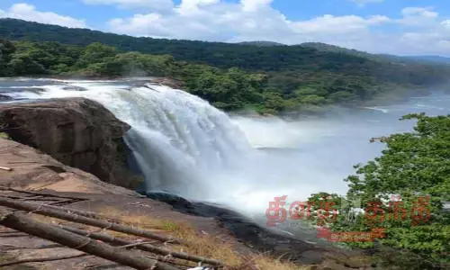 பரம்பிக்குளம் அணையில் மதகு உடைந்து அதிகளவில் தண்ணீர் வெளியேற்றம்:அதிரப்பள்ளி நீர்வீழ்ச்சியில் ஆர்ப்பரித்து கொட்டும் தண்ணீர்