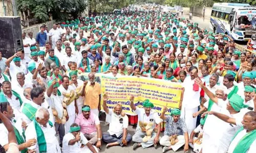 தேங்காய்களுடன் வந்து விவசாயிகள் ஆர்ப்பாட்டம்