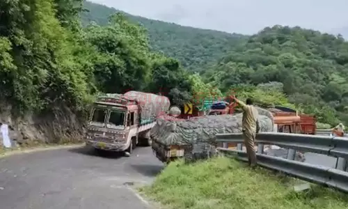 திம்பம் மலைப்பாதையில் லாரி பழுது; 3 மணி நேரம் போக்குவரத்து பாதிப்பு