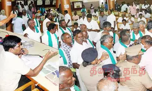 கலெக்டர் முன்னிலையில் விவசாயிகள் திடீர் மோதல்