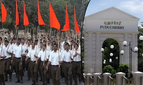 புதுச்சேரியில் இன்று ஆர்.எஸ்.எஸ். அமைப்பினரின் ஊர்வலம் புதுச்சேரியில் இன்று ஆர்.எஸ்.எஸ். அமைப்பினரின் ஊர்வலம்